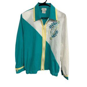 Vintage Regal Colorblock Lightweight Jacket Embroidery Zip Closure SZ Large